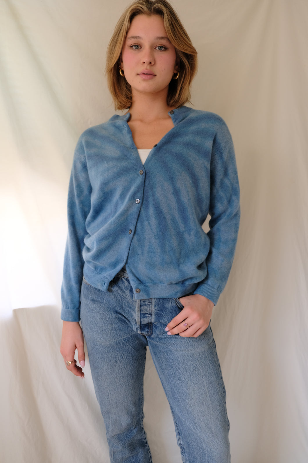 Mediterranean Blue Cashmere Cardigan