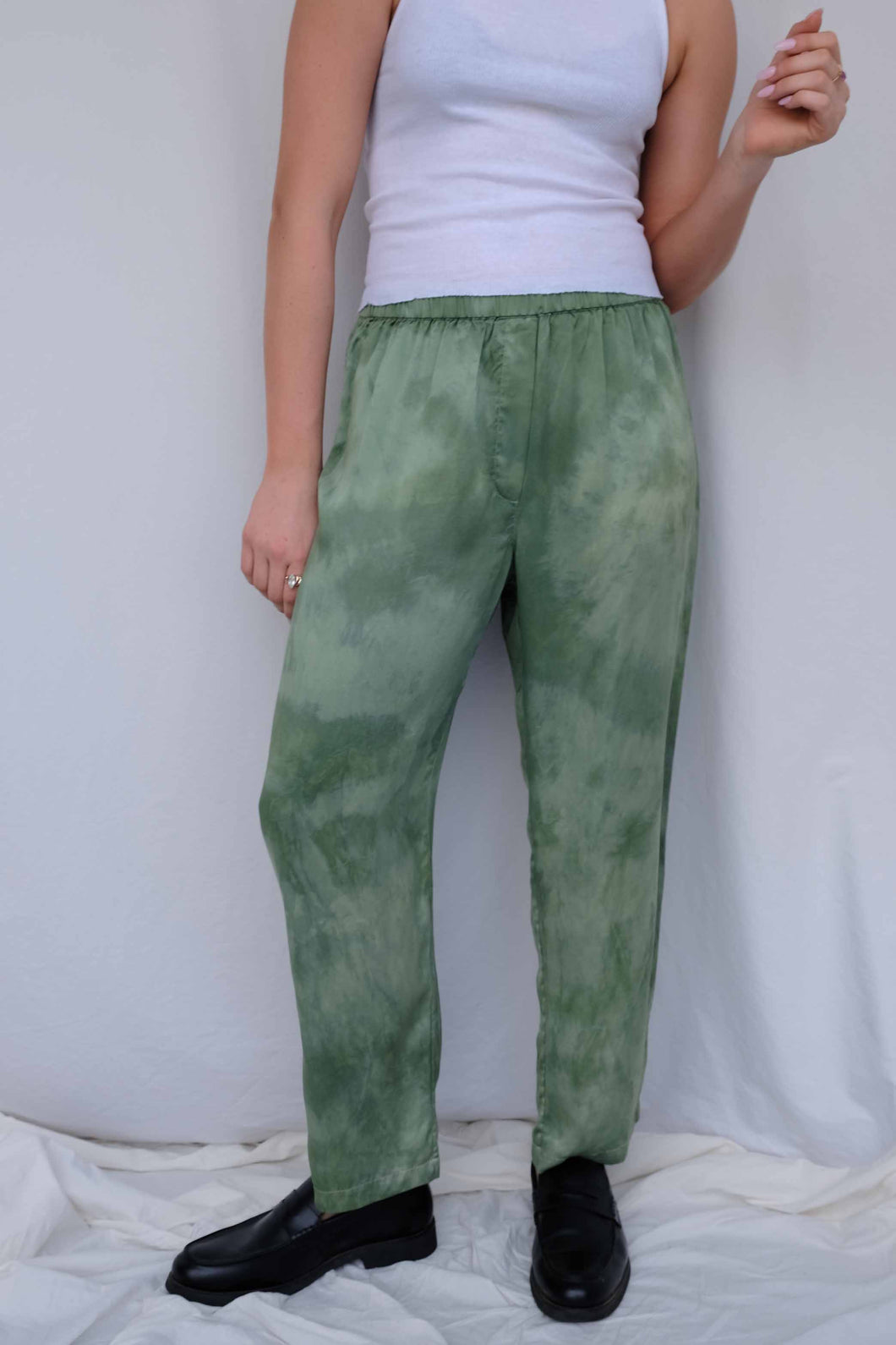Olive Silk Pants