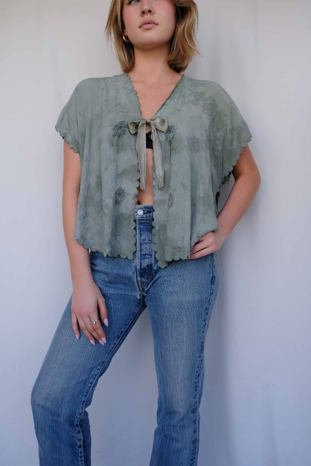 Olive Vintage Bed Jacket