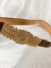 Load image into Gallery viewer, Gold Buckle Snakeskin Adjustable Belt (26”-35”)
